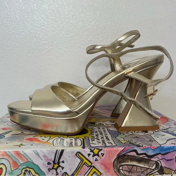Jeffery Campbell Gold Platform Sandals - Picture 3 of 5